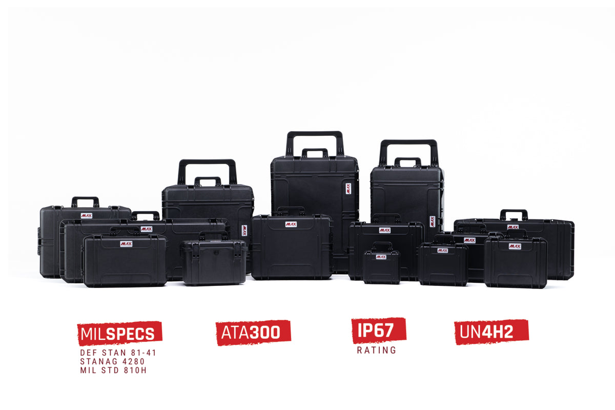 MAX cases by Panaro with IP67, MIL-STD-810, ATA 300 and UN 4H2 marks